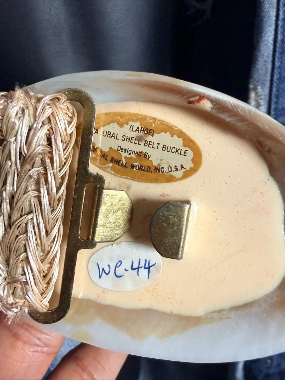 Vintage Tropical Shell World Natural Shell Woven Belt - Large